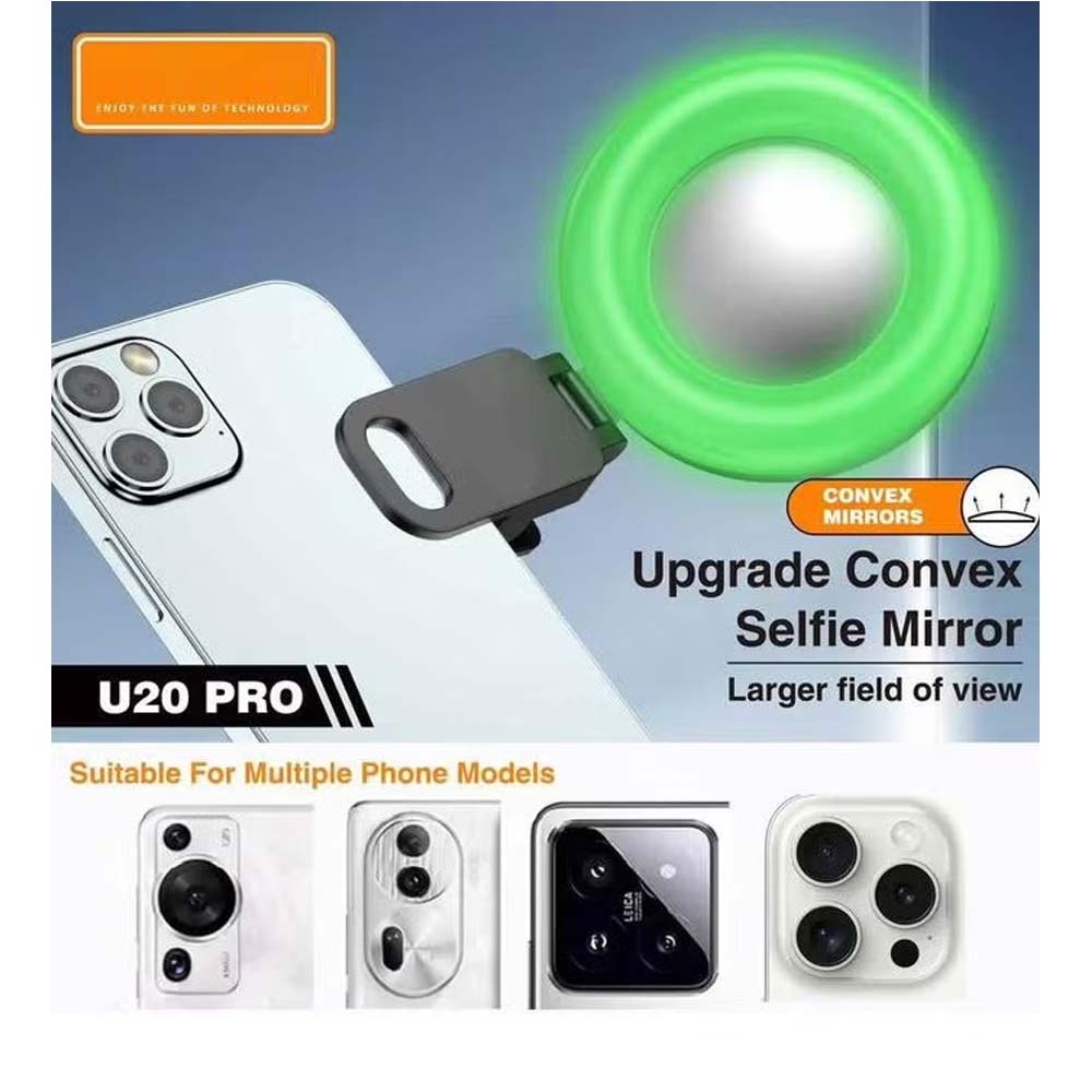 U20 PRO Ring Selfie Light - RGB Clip LED Fill Light with Tripod, Portable Mini Video Lighting for Phone & Camera (Black) Image
