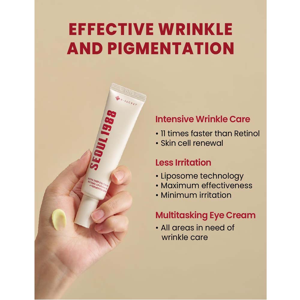 KSECRET SEOUL 1988 Eye Cream – Retinal Liposome 4% + Fermented Bean, Anti-Aging Wrinkle Care, Improves Elasticity & Pigmentation, 30ml / 1.01 fl.oz Image