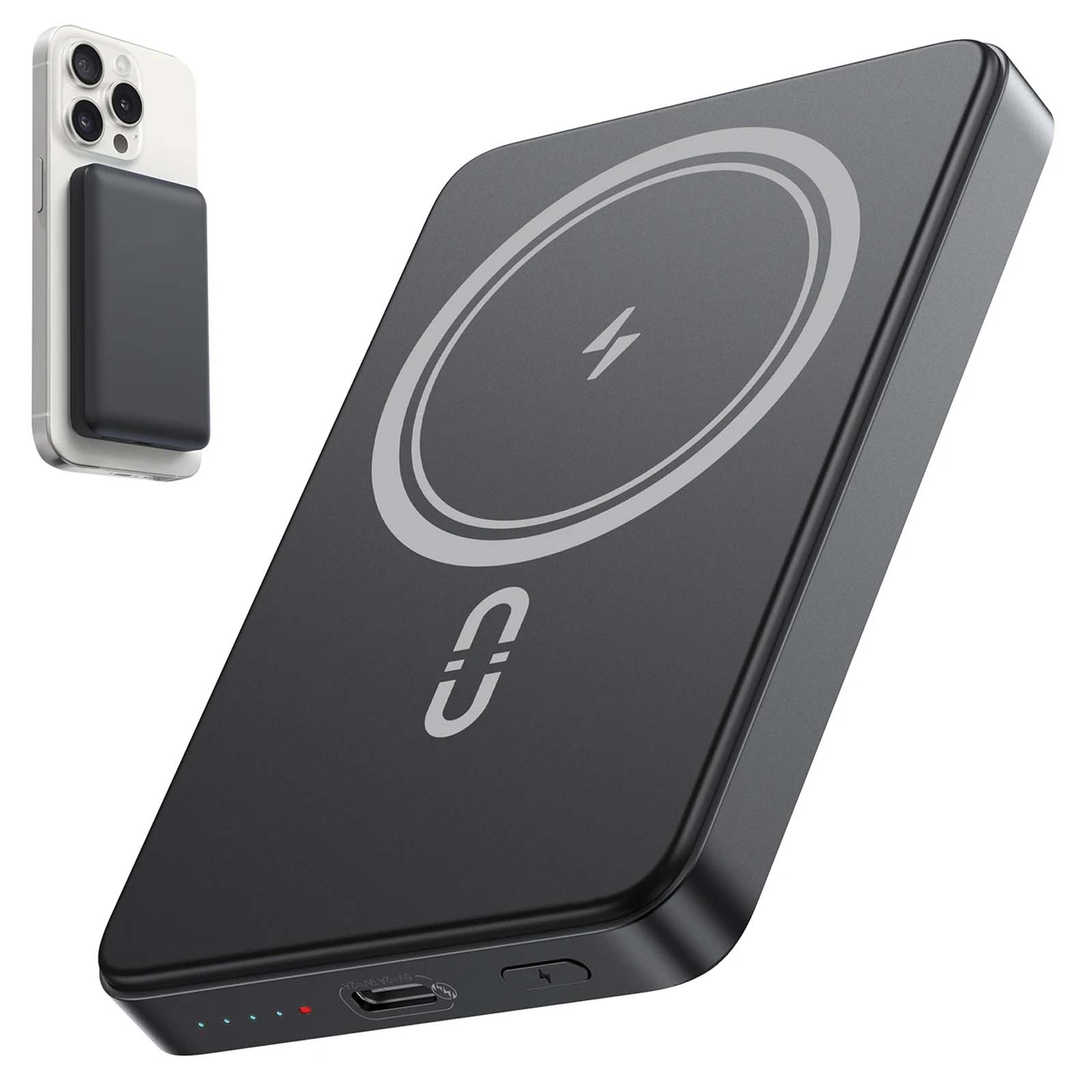 Magnetic Power Bank 5000mAh - 15W Ultra Slim Wireless Charger | Magsafe Compatible for iPhone & Android | Fast Portable Charging Image