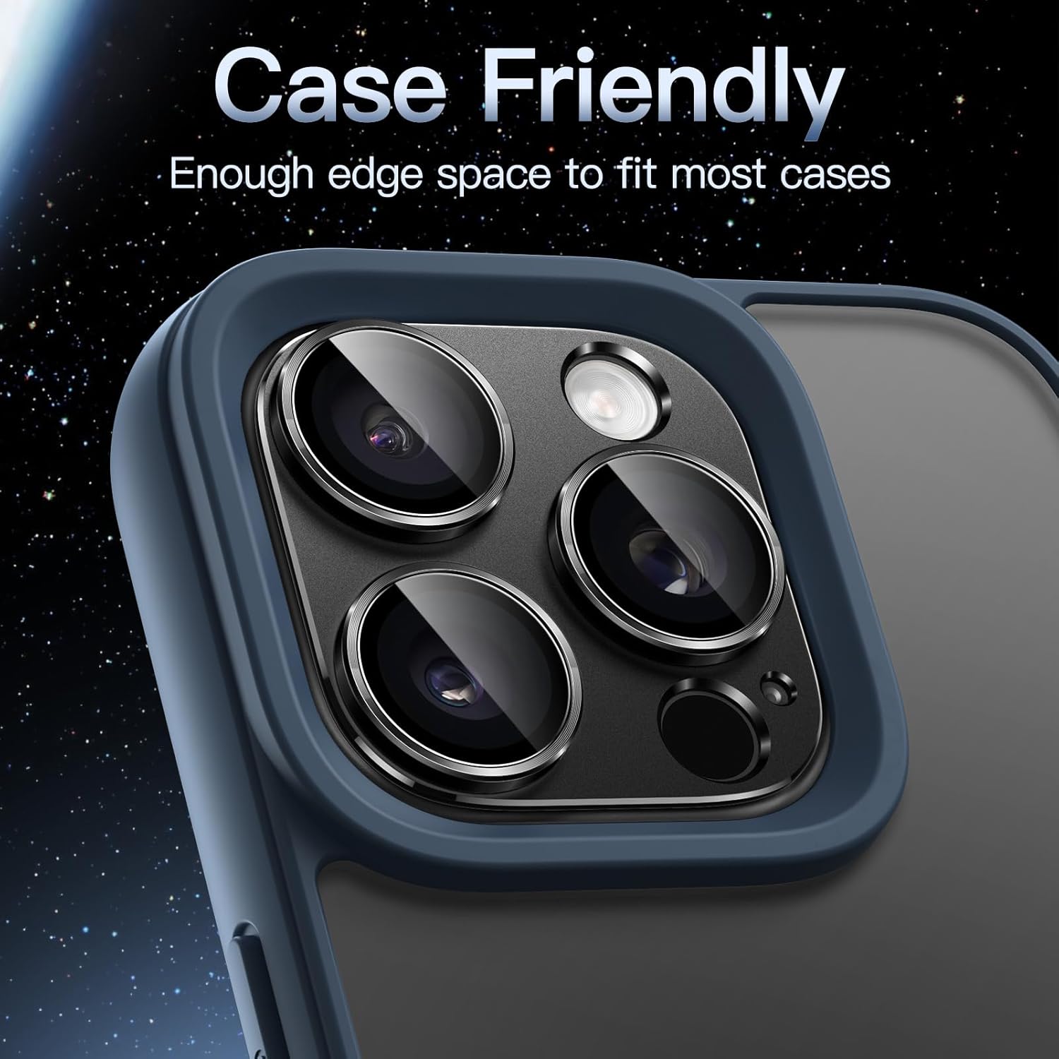 Camera Lens Protector for iPhone 16 Pro (6.3") and iPhone 16 Pro Max (6.9") – 9H Tempered Glass with Matte Metal Plate, Case-Friendly Full Coverage Lens Cover Image