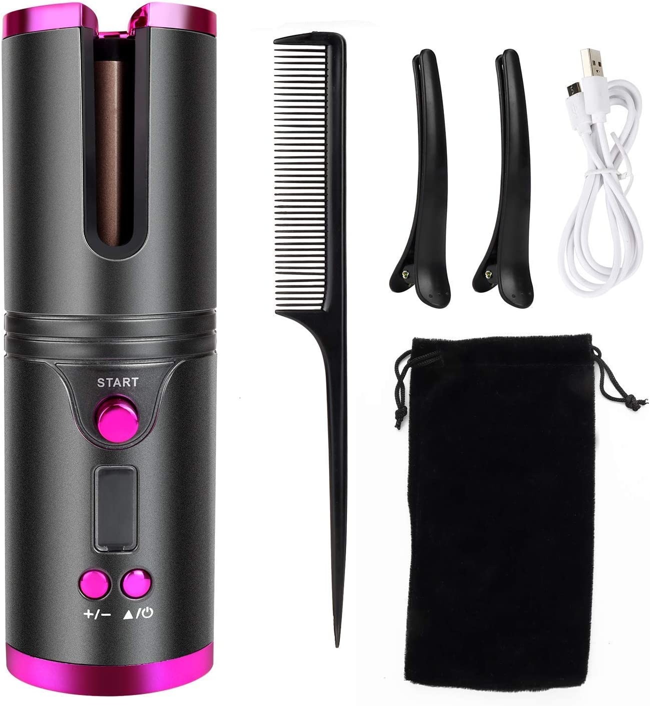 Cordless Hair Curler – Automatic Hair Curling Iron with Heatless Rotating Technology, 3 Temperature & Timer Settings Image