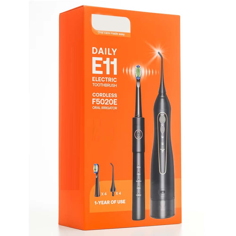 Electric Toothbrush & Water Flosser Combo – Cordless, Rechargeable, 5 Brush Modes, 3 Floss Modes, 8 Heads, Waterproof Oral Care Kit for Travel Image