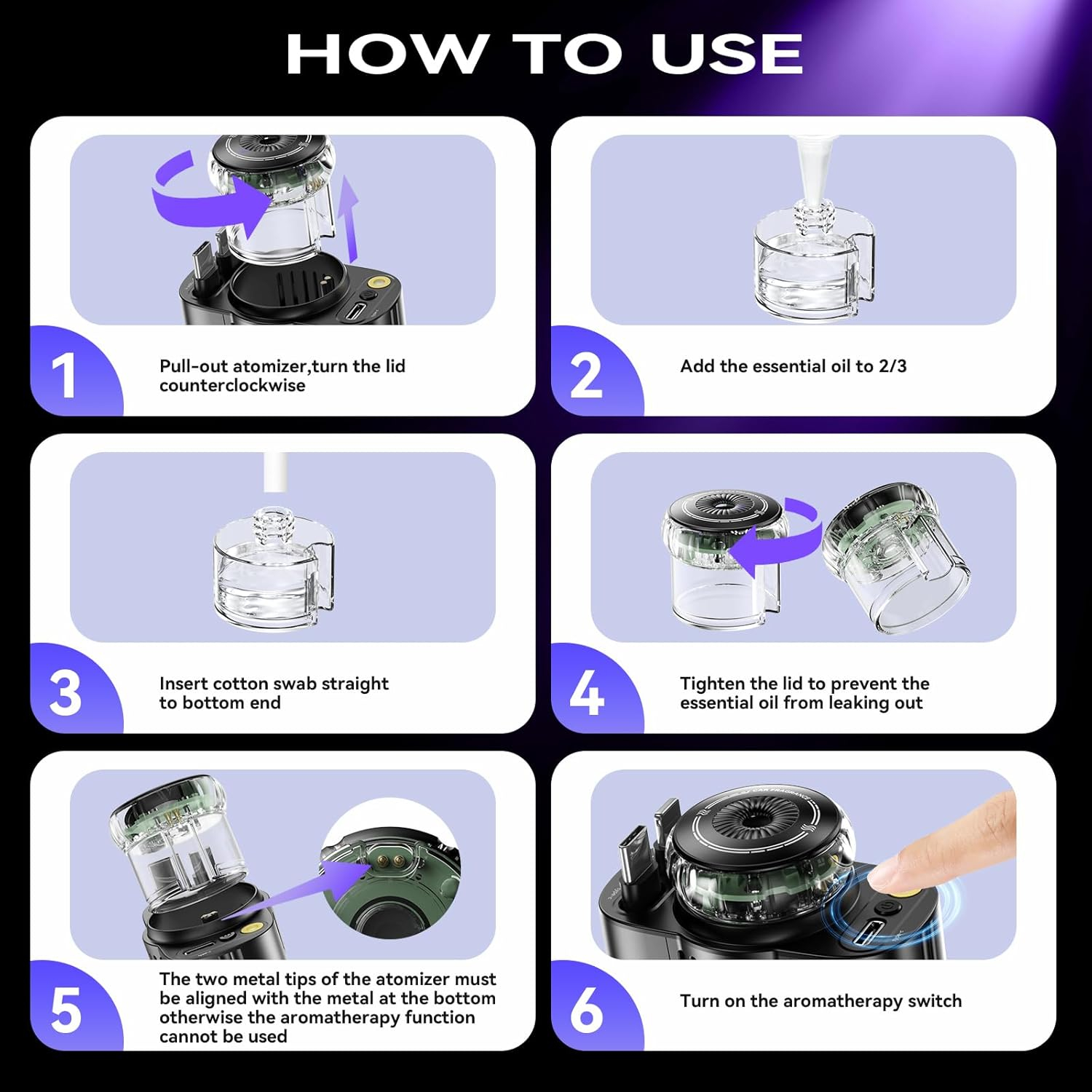 Luxury Retractable Car Charger with Aroma Therapy & Starlight Ambient Lighting. USB C adapter & car air freshener combo. Image