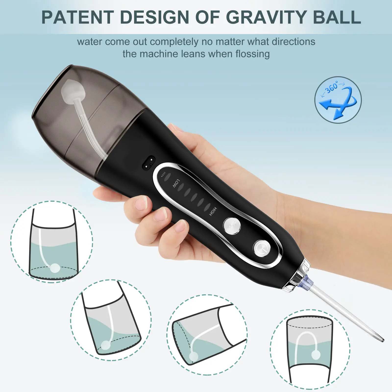 Portable Dental Water Flosser with Bag – Rechargeable Oral Irrigator for Clean Teeth, Ideal for Home and Travel, IPX7 Waterproof Image