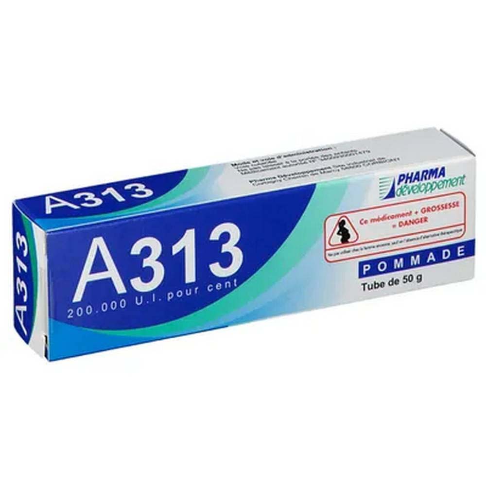 A313 Vitamin A Pommade. French pharmaceutical retinoid ointment for anti-aging, wrinkles & skin renewal. 50g tube. Image