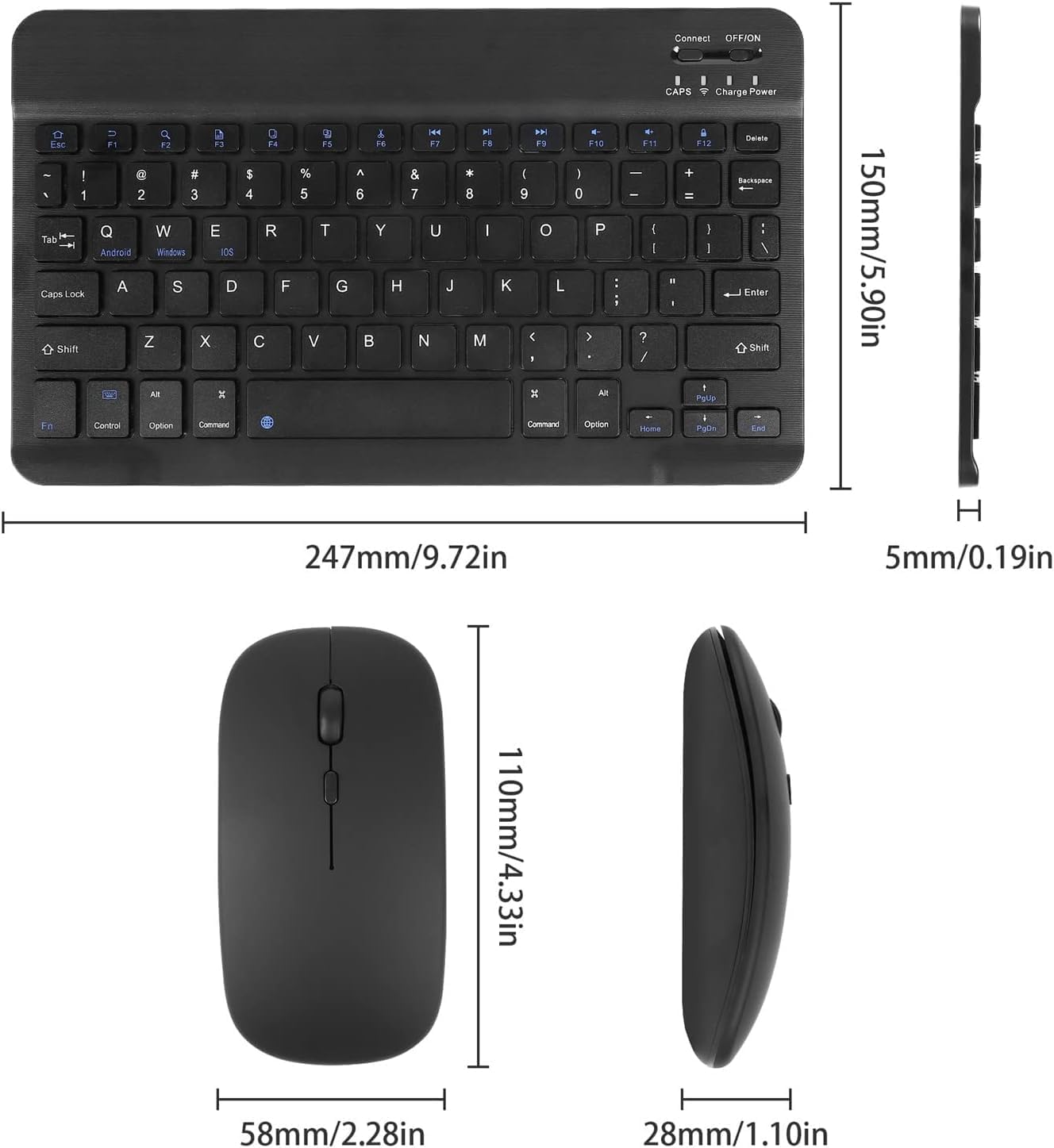 Ultra-Slim Bluetooth Keyboard & Mouse Combo - Rechargeable Wireless Set for Windows, Android, iOS, iPad, PC & Laptop Image