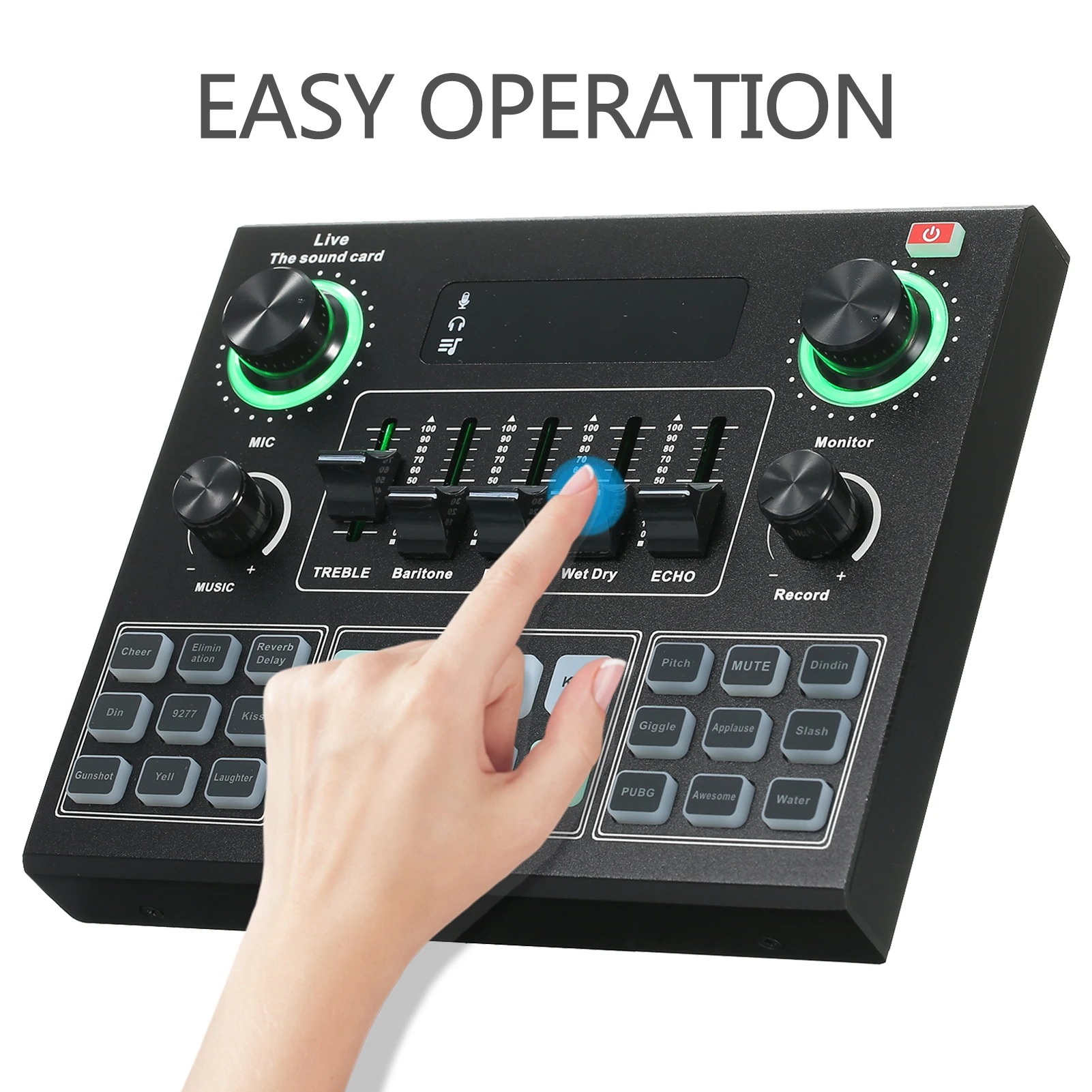 V9 Live Sound Card BT – Audio Accompanying Mixer with Sound Effects for Broadcast Recording and Network Singing on Mobile Phones Image