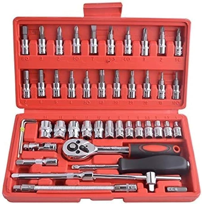 46pcs Manual Machine Auto Repair Combination Tool Set – Essential Kit for Every Handyman Image