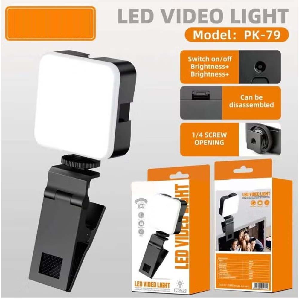 PK79 Mini LED Video Light - 6000K Dimmable 5.5W Fill Lamp with Universal Mount for DSLR, Phone & Laptop Image