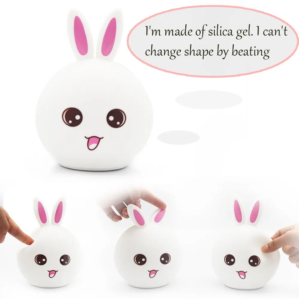 Rabbit Silicone Touch Sensor Night Light | Color Changing Breathing LED Lamp Image
