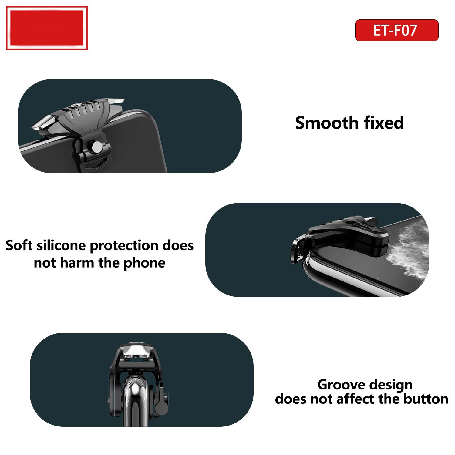 ET-F07 PUBG Mobile Game Triggers - Dual Shooting Buttons for Call of Duty & Mobile Games, Universal Clip-On for iOS/Android Image