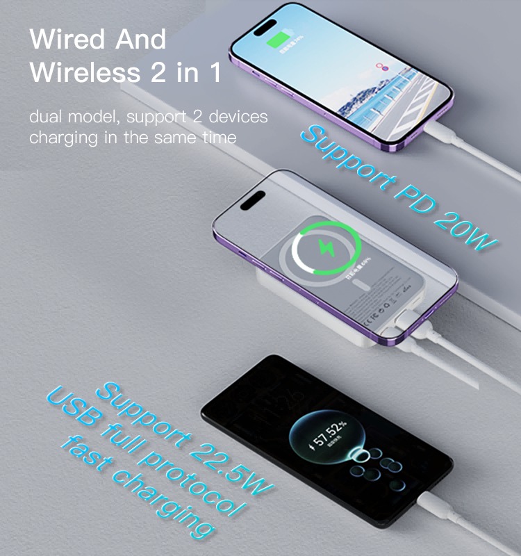 YP45 10000mAh Wireless Fast Charging MagSafe Battery Pack – Magnetic Battery Case Power Bank Image