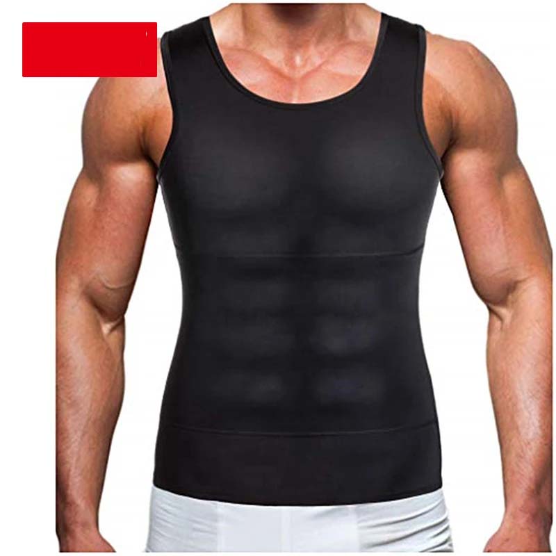 Men’s Slimming Body Shaper Compression Shirt - Abdomen Slimming Vest, Tummy Control Waist Shaper, Comfortable Undershirt for Chest and Stomach Slimming Image