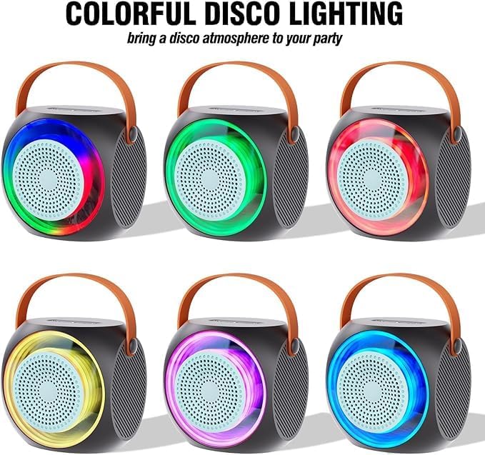 All-In-One Karaoke Machine – Bluetooth Speaker with UHF Wireless Microphones and Disco Ball LED Lights Image