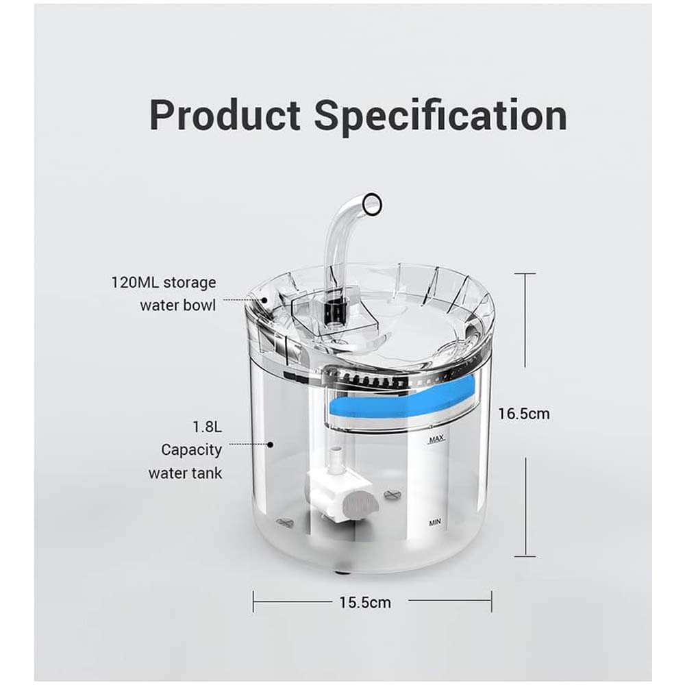 Pet Water Fountain - Automatic Cat & Dog Water Dispenser with Filters, Ultra-Quiet & Transparent Design Image