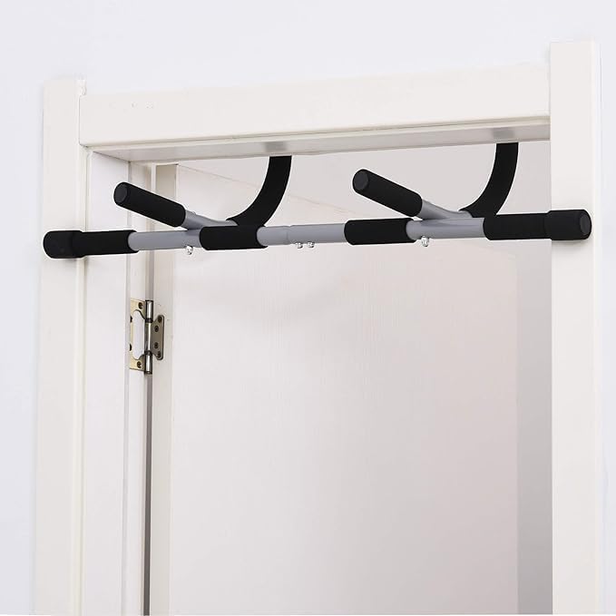 Multifunctional Door Pull-Up Bar | Steel and Foam Training Bracket for Home Workouts | Black and Grey Image