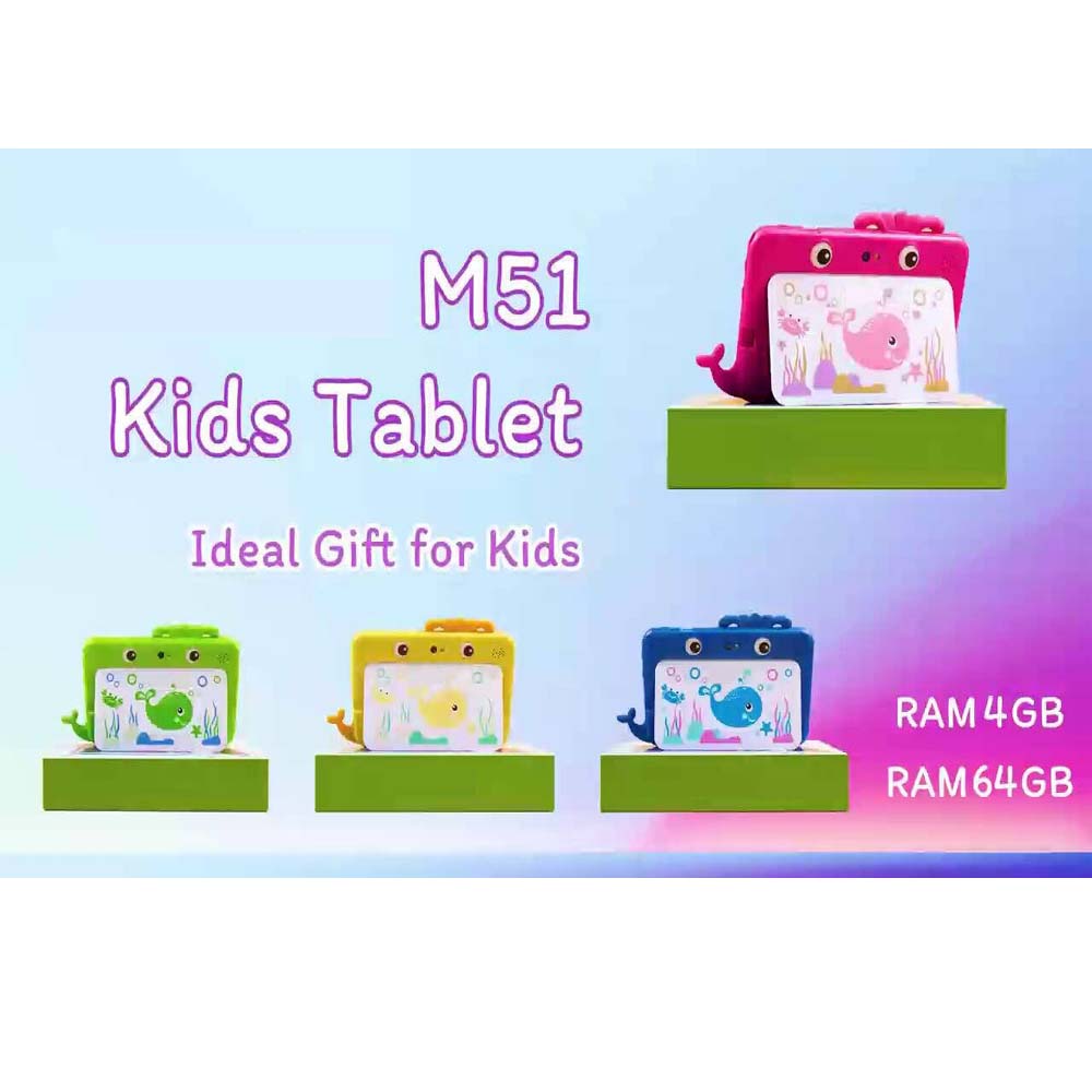 M51TB Kids Tablet - 7" HD, 64GB, 3000mAh, 5G WiFi, Kid-Proof Design, Multi-Color (Android) Image