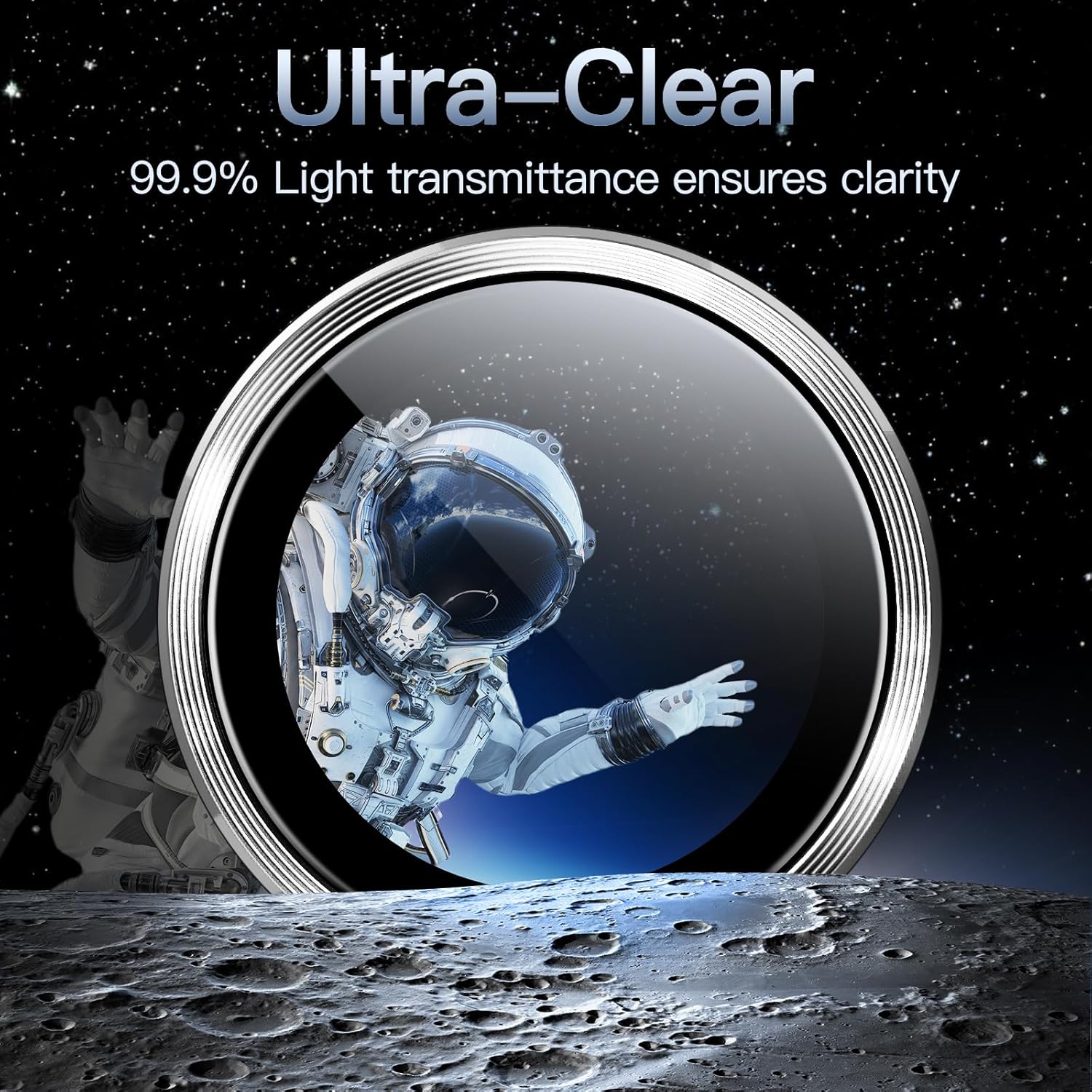 iPhone 16/17 Pro Max Camera Lens Protector - 3-Pack 9H Tempered Glass with  Alloy Ring, Anti-Scratch HD Cover (Silver Titanium) Image