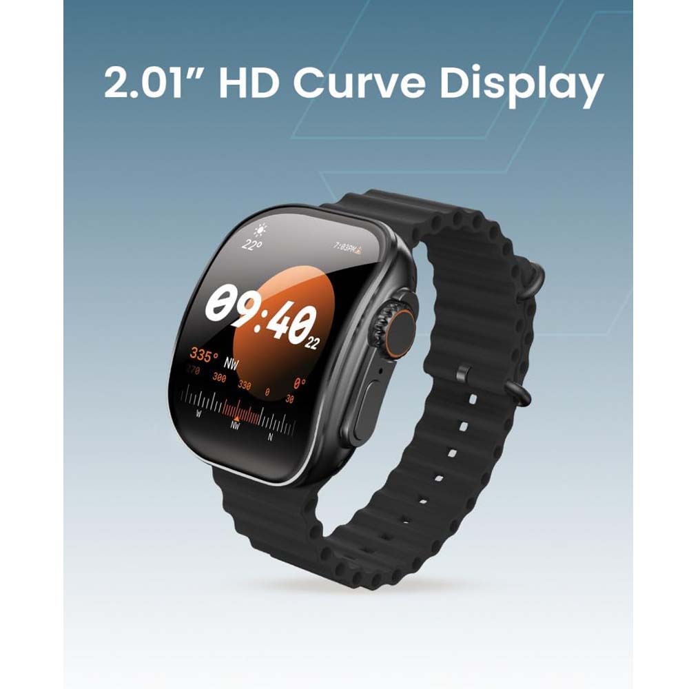 TC41 Curve Smartwatch - 2.01" AMOLED, AI Assistant, Bluetooth Calls, Wireless Charging, IP68, Fitness Tracker (Black) Image