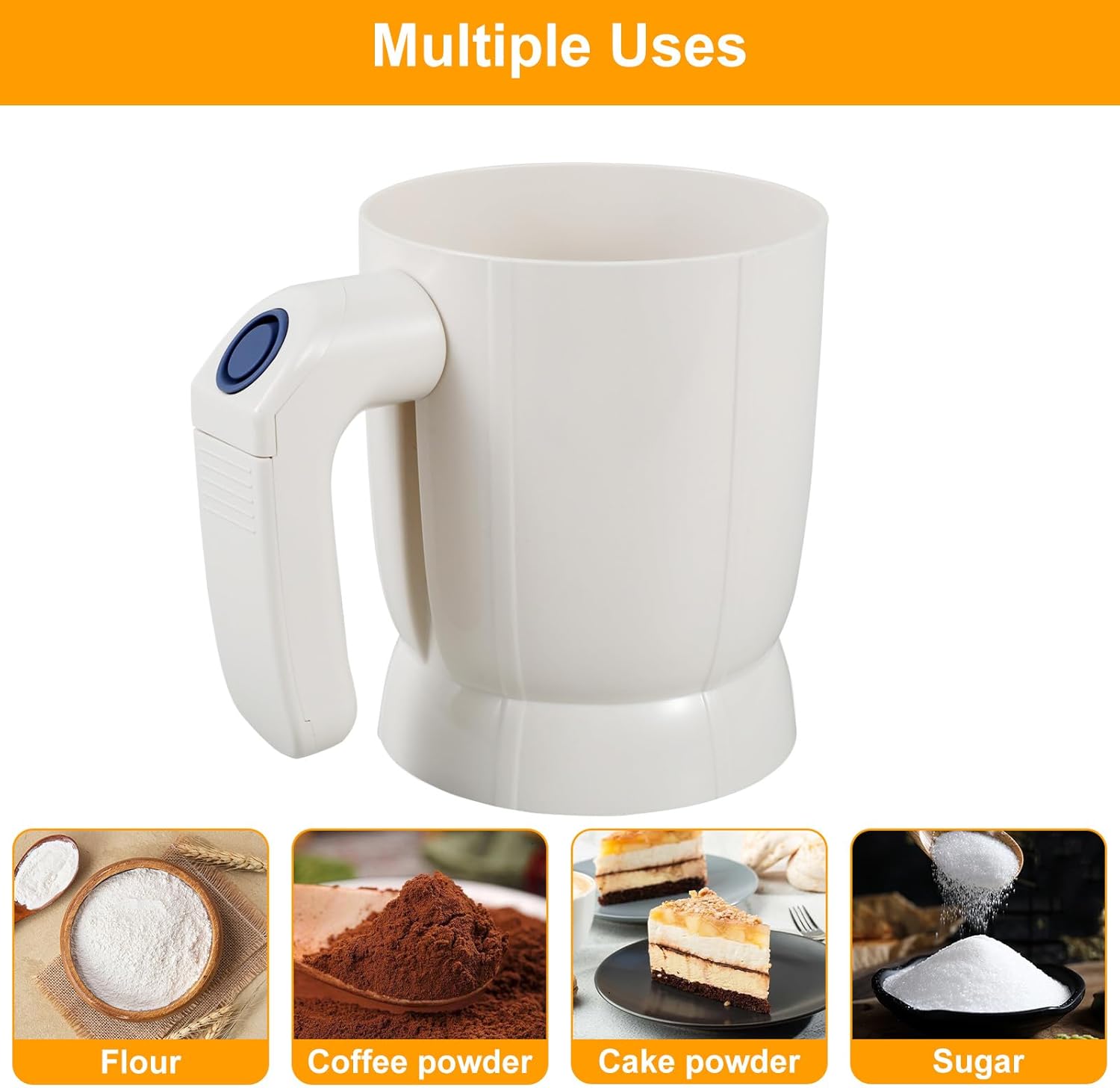 Electric Flour Sifter – Battery-Operated Steel Mesh Sieve for Effortless Baking and Pastry Making Image