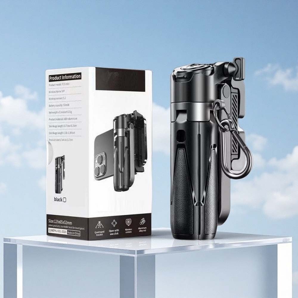 P15T Mini Selfie Stick Tripod - Extendable Phone Stand with Wireless Remote for Android & iPhone Vlogging, Portable Travel Tripod Image