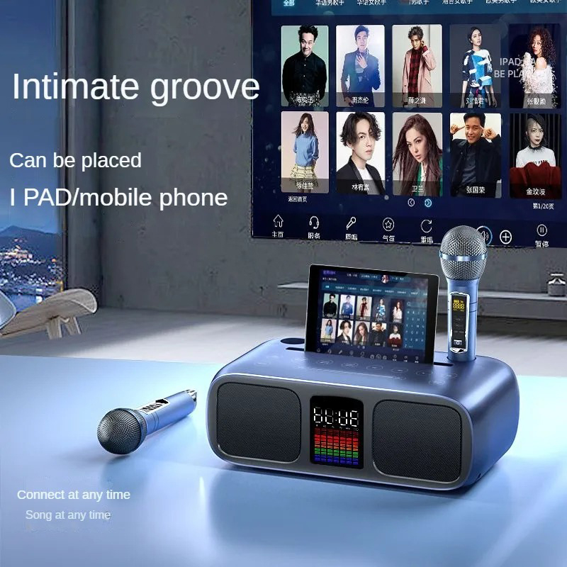 S39 Karaoke Speaker | Dual Horns, Wireless Dual Microphones | Mobile Entertainment & TV Karaoke All-In-One (Black) Image