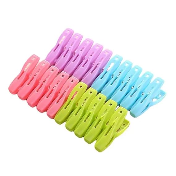 Plastic Clothes Pins Laundry Clips | 40 Pcs Colorful Clothespins with Bag | 2-Inch Small Clothespins for Hanging Clothes – 4 Colors Image
