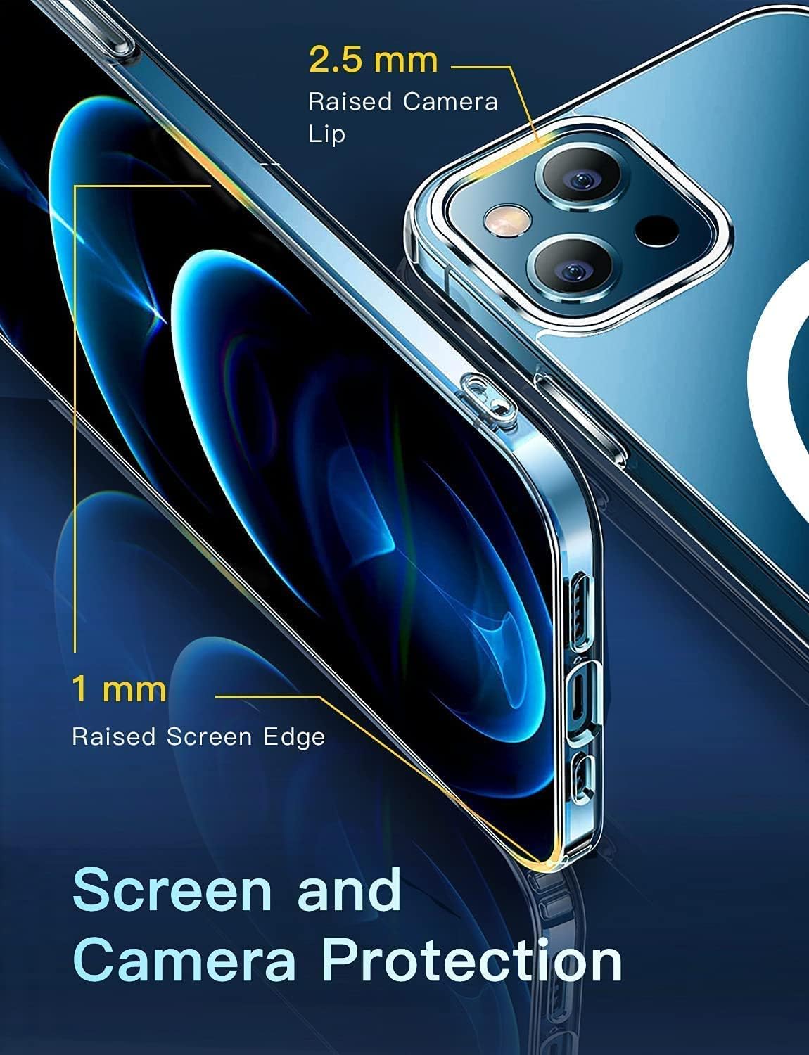 MagSafe Compatible Magnetic Phone Case with Camera Control | Military-Grade Shock Protection for iPhone 13, 13 Mini, 13 Pro, 13 Pro Max – Includes Free Screen Protector Image