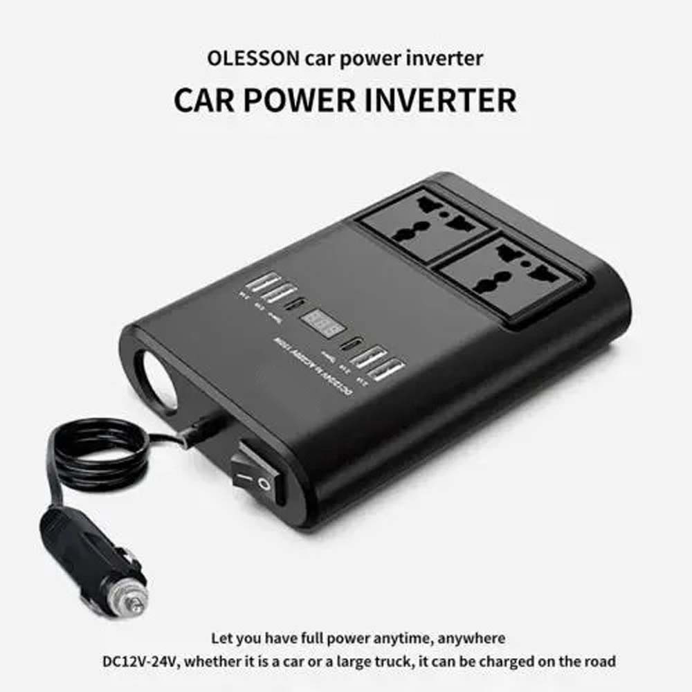 150W Universal Car Inverter - Multi-Port Travel Adapter with USB & AC Outlet for Global Use Image