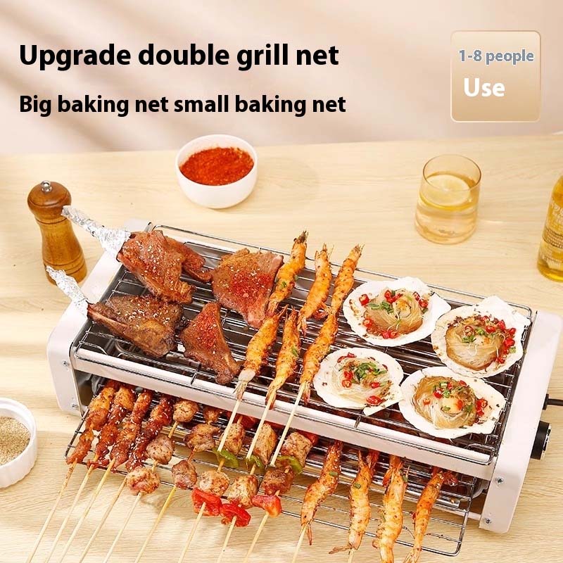 Electric Smokeless Grill - Nonstick Indoor Griddle Pan for Frying, Baking & Stewing, Adjustable Temp, Easy Clean, White Image