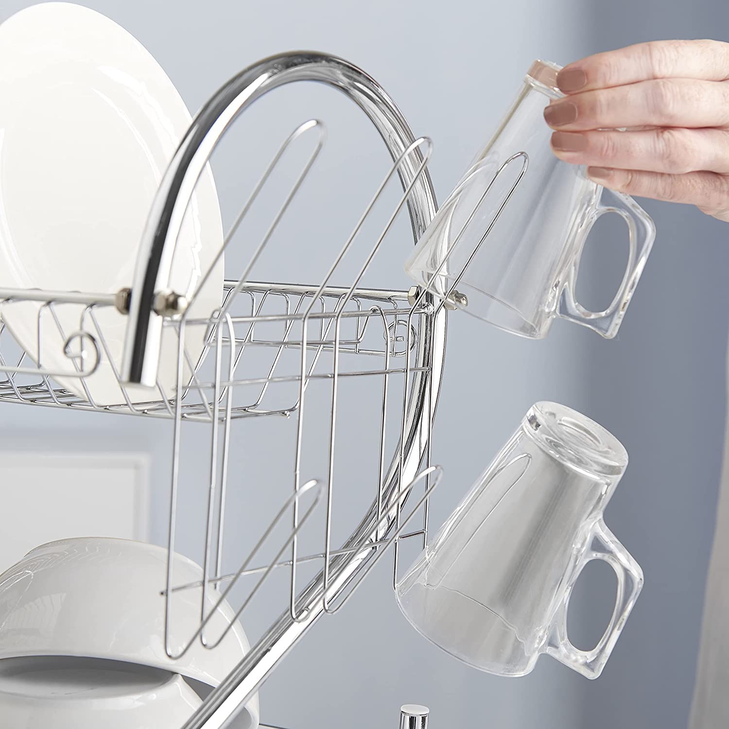 New Arrival 2-Layer Kitchen Dish Rack | Stainless Steel Dish Drainer & Plate Holder Image