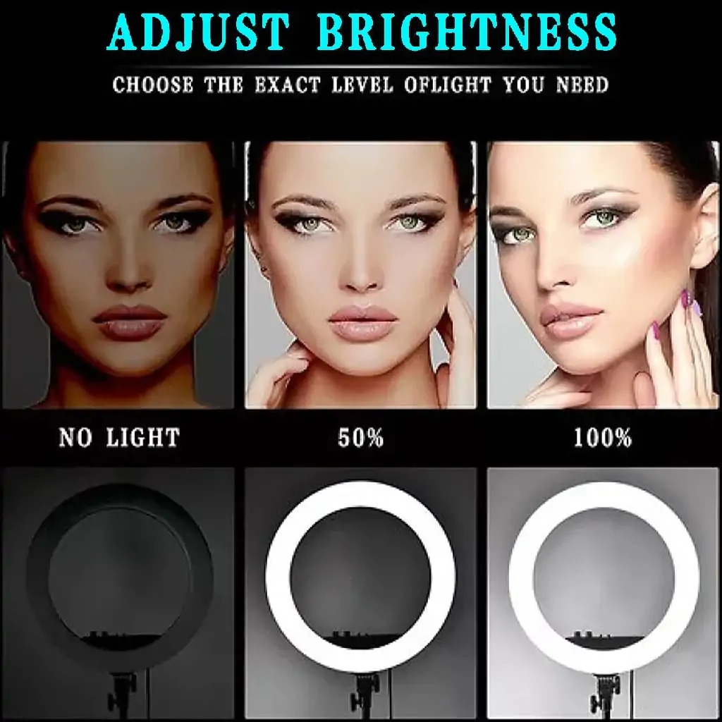 14-Inch Selfie Ring Light with Tripod Stand – Adjustable Photographic Lamp with 3 Mobile Holders Image