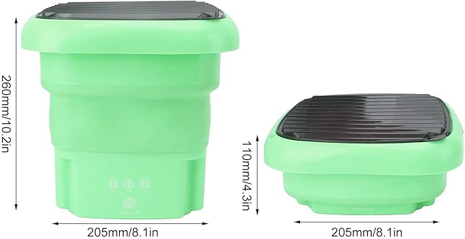Portable Washing Machine | Mini Foldable Bucket Washer & Dryer Combo | Small Washer with Soft Spin Dry & Drainage Pipe for Underwear, Socks, Baby Clothes, Apartment, Dorm, Laundry (Green) Image