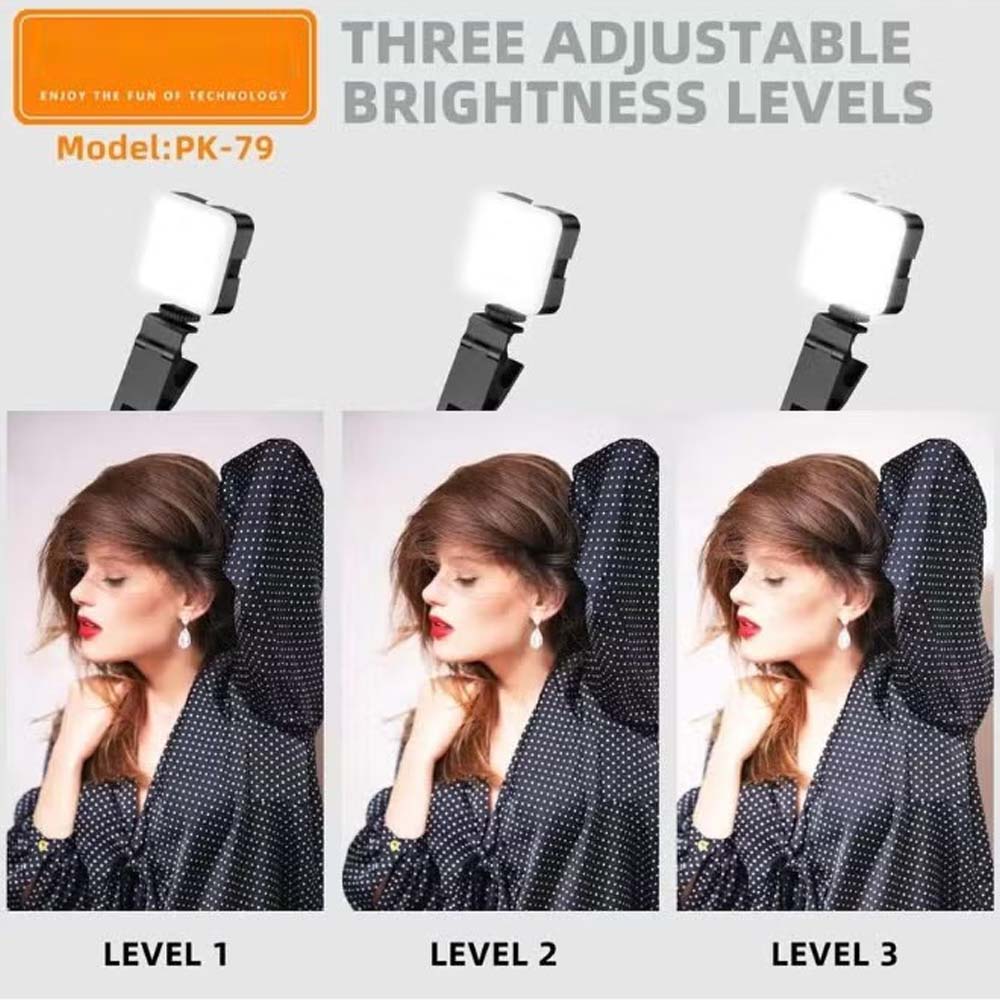 PK79 Mini LED Video Light - 6000K Dimmable 5.5W Fill Lamp with Universal Mount for DSLR, Phone & Laptop Image