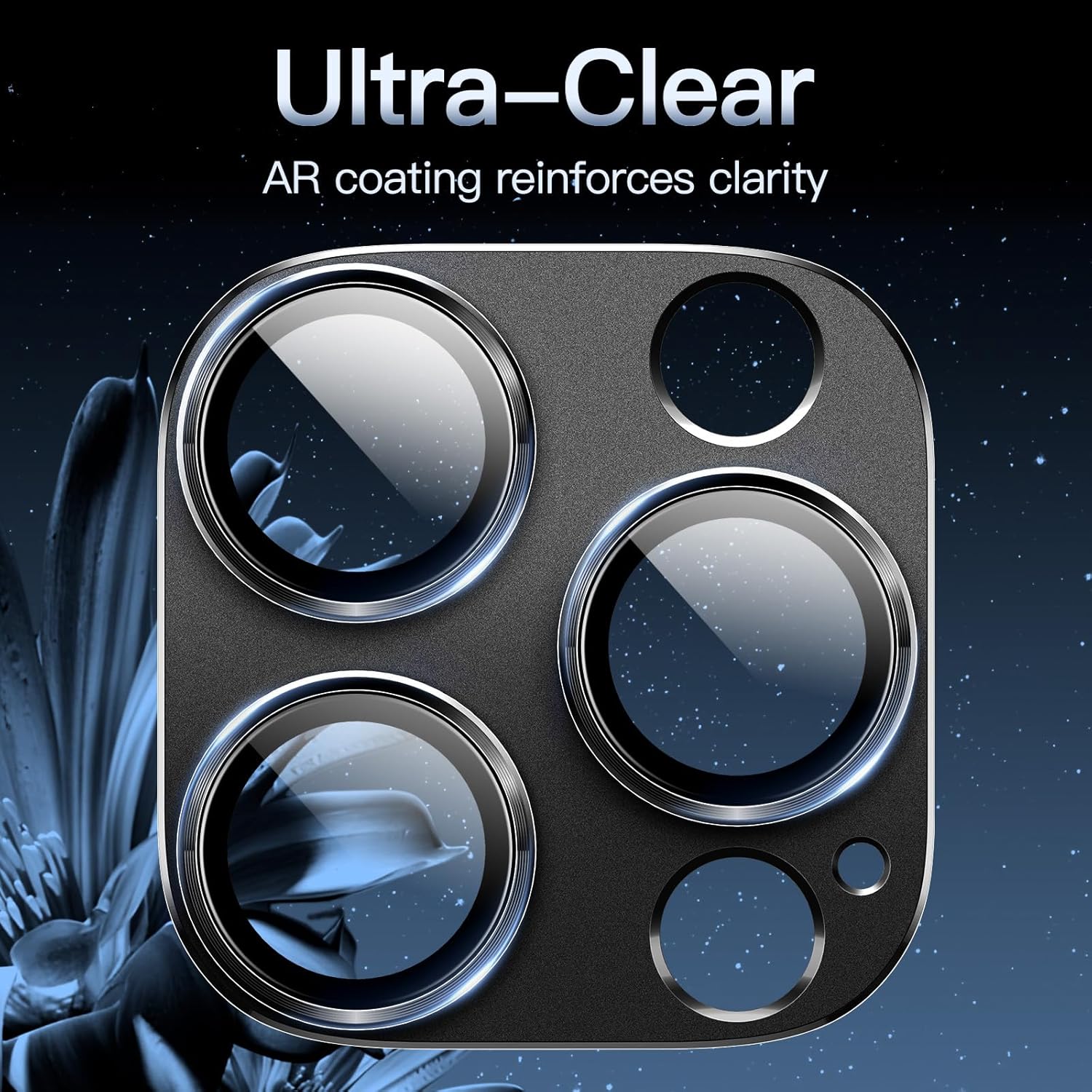 Camera Lens Protector for iPhone 16 Pro (6.3") and iPhone 16 Pro Max (6.9") – 9H Tempered Glass with Matte Metal Plate, Case-Friendly Full Coverage Lens Cover Image