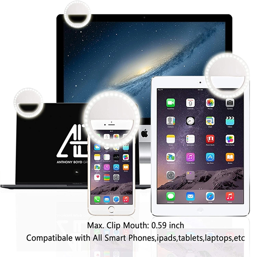 Rechargeable Clip-on Selfie Ring Light - 36 LED Phone Light Compitable for iPhone/Android (Multi-Color) Image
