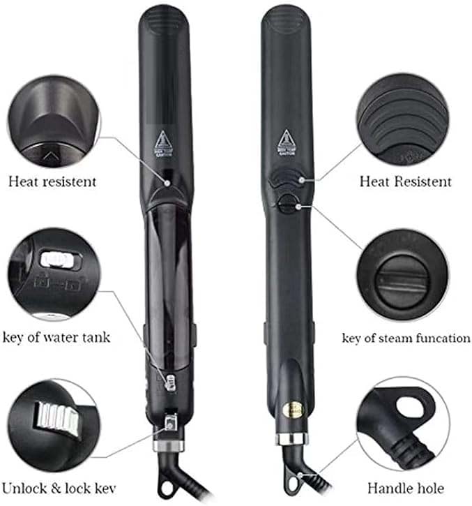 Professional Steam Ceramic Hair Straightener and Curling Iron | 3-in-1 Ionic Vaporizer Hairdressing Styler | Sleek, Smooth, and Versatile Image