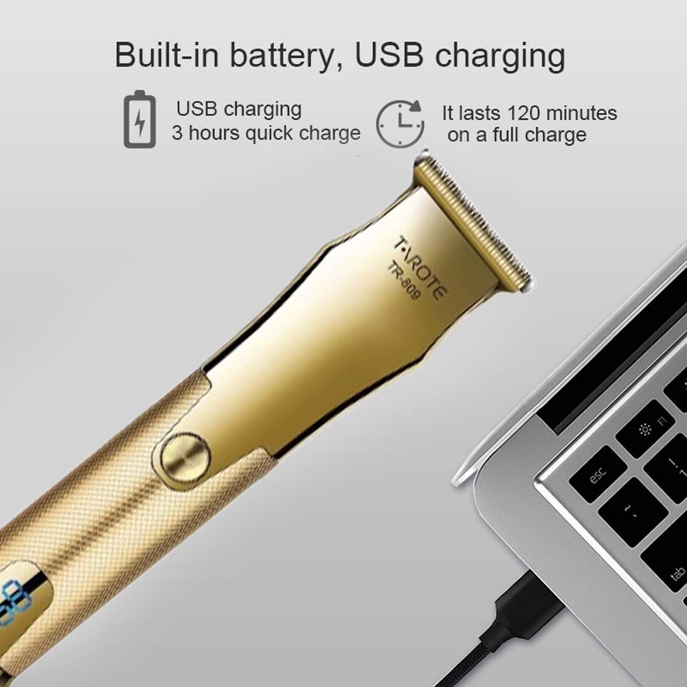 Professional Cordless Hair Trimmer for Men. Electric oil-head stainless steel clipper & beard shaver for precision grooming. Image