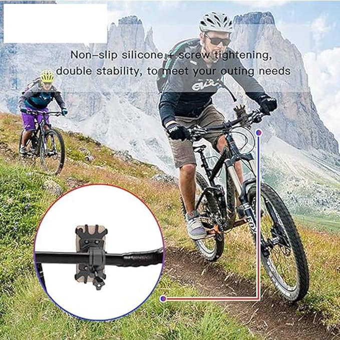 C66 Bike Bicycle Motorcycle Mobile Phone Holder Mount | Universal 360° Adjustable Rotation | Compatible with iPhone 12 Series, Samsung Galaxy S21/20, Note, Huawei, and More Image