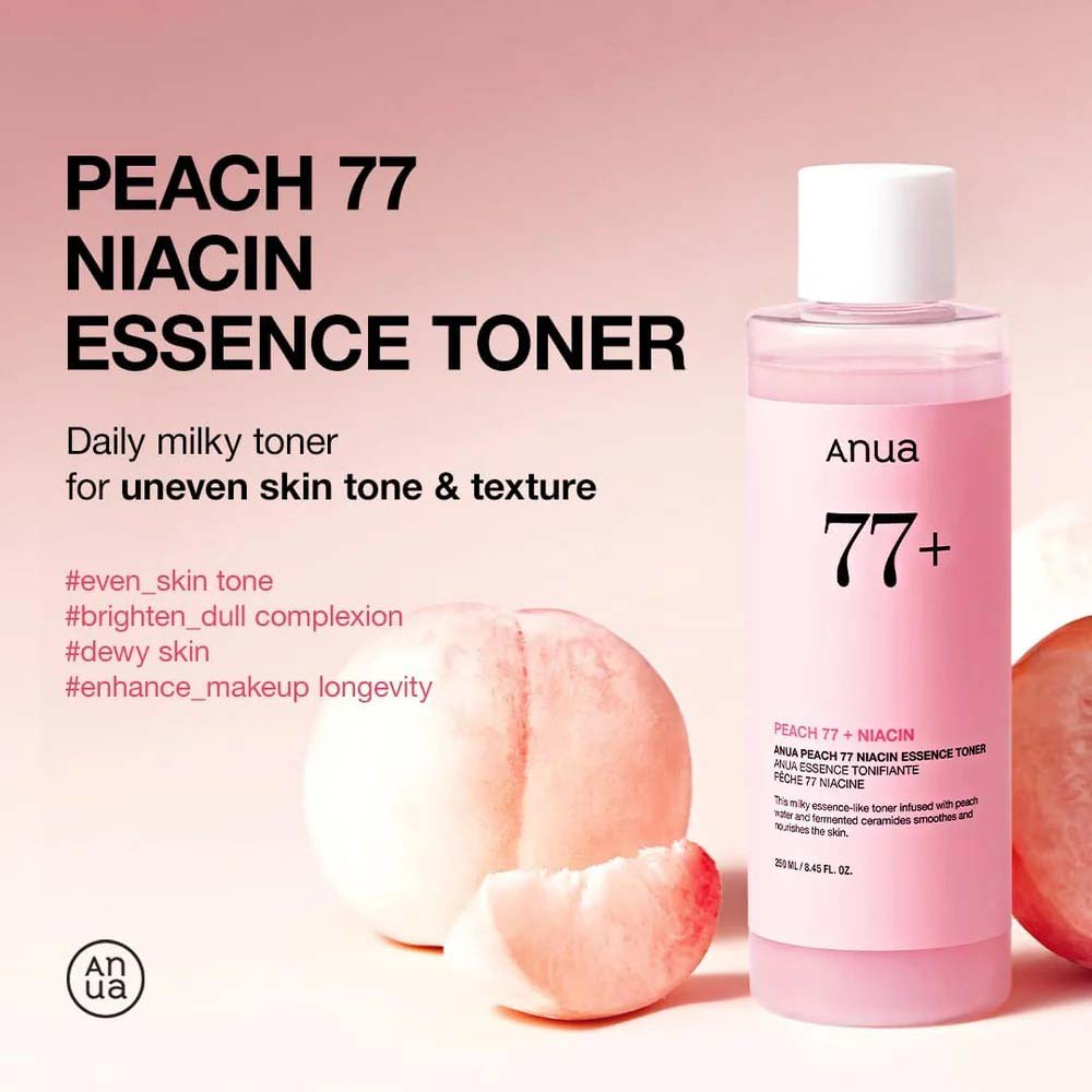 ANUA Peach 77% Niacin Essence Toner - 250ml Hydrating Brightening Toner for Dull & Uneven Skin Tone Image