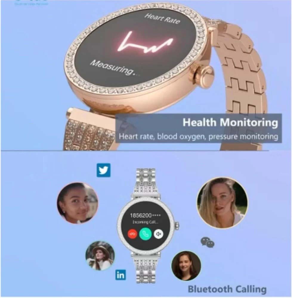 GT10 Diamond Smartwatch | 1.2" AMOLED Display | Heart Rate, Sleep, and Menstrual Tracking | Compatible with Android & iOS | Elegant, High-Performance Smartwatch for Women Image