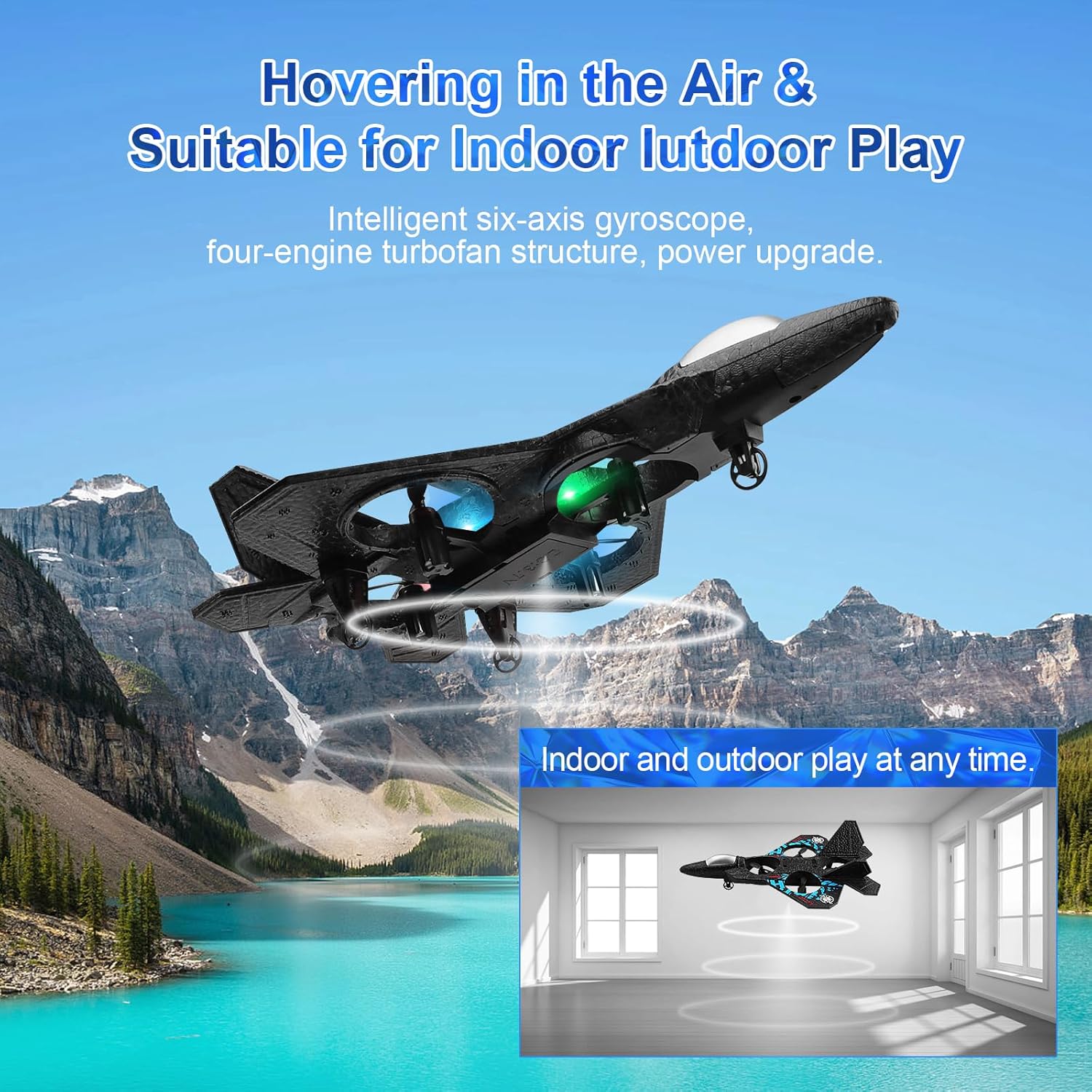 RC Aeroplane 2.4GHz Remote Controlled Fighter Plane | L0712 Quadcopter Floating Aeroplane Toy with Colored LED Lights | USB Rechargeable RTF RC Plane for Beginners, Kids, and Adults | Durable, Lightweight, and Easy to Fly Aircraft Image