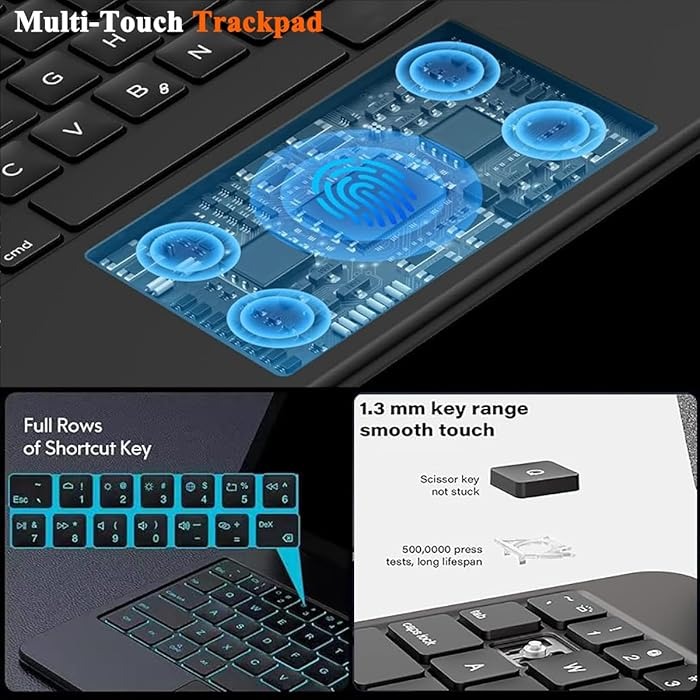 Keyboard Case Compatible with Samsung Galaxy Tab | Multi-Touch Trackpad, Pen Slot, Backlit Keys | Smart Arabic-English Keyboard with Magnetic Stand Image