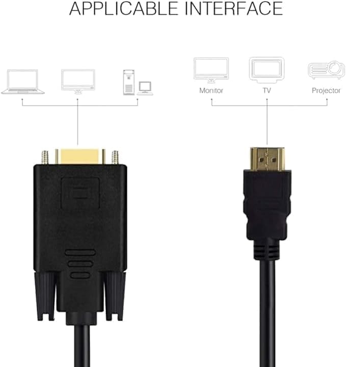 1.5 Meter WGL HDMI Male to VGA Male Video Converter Adapter Cable | Connect LCD TV, Projector, Digital Camera, DVD | 1PC | Seamless Video Transmission Image