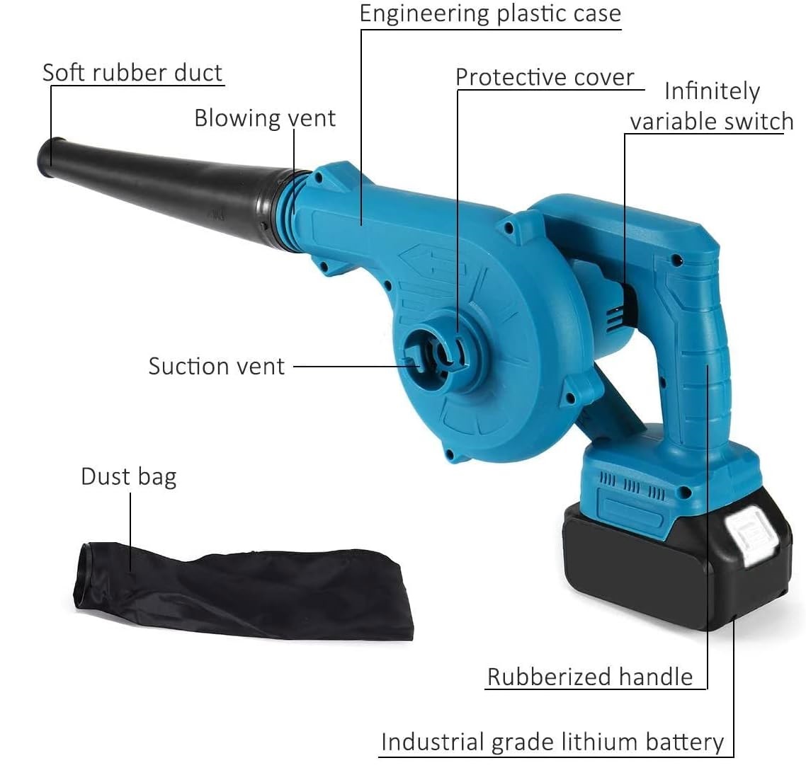 Cordless Leaf Blower | Blow & Suck 2-in-1 | 21V Mini Handheld Air Blower | Lightweight, Battery Powered | Small, Powerful Blower for Leaves & Debris Image