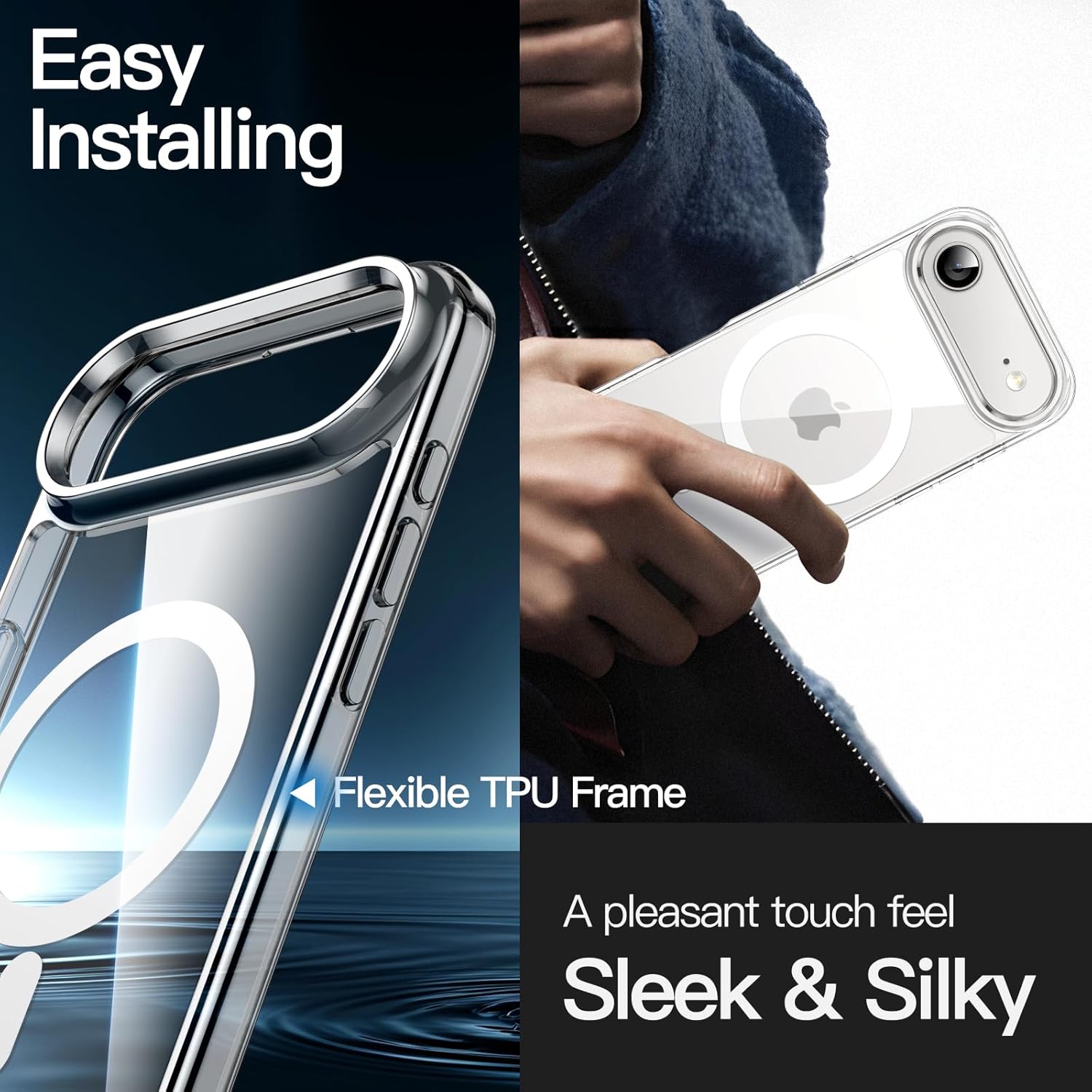 Magnetic Case for iPhone 17 Air - MagSafe Compatible, Shockproof Clear Bumper Cover, Anti-Scratch Back for 6.5" Display Image