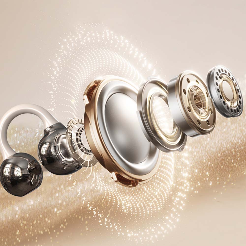 U-20 Open Ear Ring Headphones - Bluetooth 5.4 Clip-On OWS Earphones, 30H Battery, Noise-Cancelling, 4.9g Lightweight (Black) Image