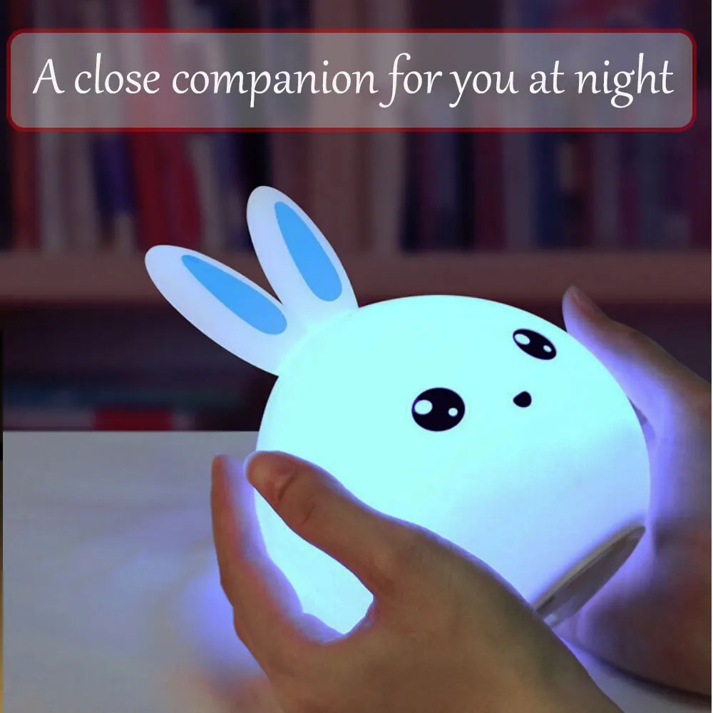 Rabbit Silicone Touch Sensor Night Light | Color Changing Breathing LED Lamp Image