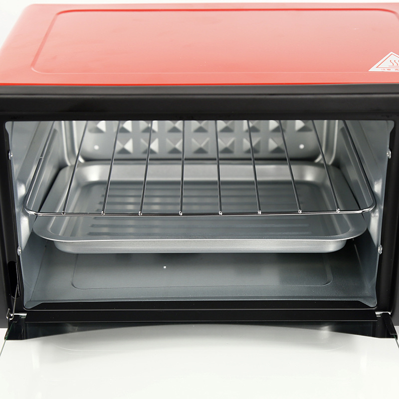 Multi-Function Electric Oven | 12L Mini Air Fryer Chicken Oven | Portable Tabletop Baking Oven with Bakeware & Rack | High-Temperature Mini Cake Oven for Home & Commercial Use (Red) Image