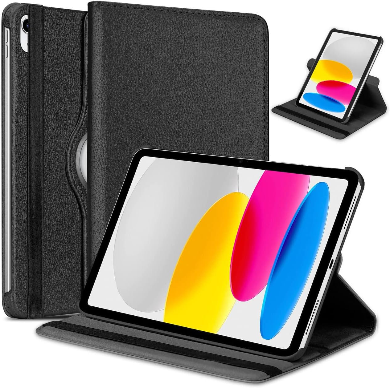 iPad 10th Gen 10.9" Leather Case - 360° Rotating Smart Cover with Auto Sleep/Wake & Multi-Angle Stand (Multi Colour) Image